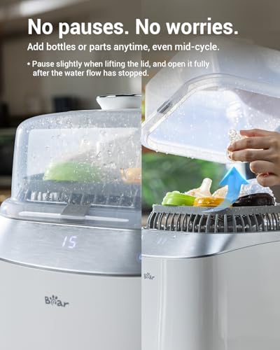 Bear Bottle Washer Pro, Baby Bottle Washer and Sterilizer and Dryer - All in One Machine for Bottles, Pump Parts & Baby Essentials with 90 Detergent Tablets - Effortless, Time-Saving - Thumbnail 3