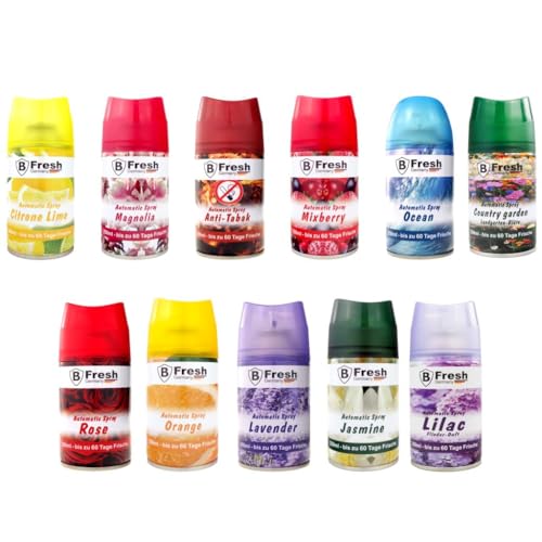 12x Raumduft MIX aromatischer Lufterfrischer Nachfülldosen für automatische Duftsprays, je 250 ml