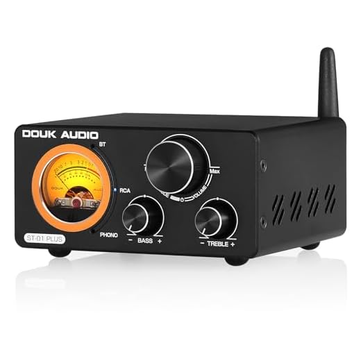 Douk Audio ST-01 200W Bluetooth Amplifier, 2 Channel Vacuum Tube Power Amp with USB DAC/Coaxial Optical Inputs/VU Meter/Treble Bass Control for Home Theater/Stereo Speakers (Upgrade Version)