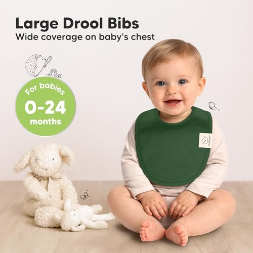 Image of KeaBabies 8-Pack Organic Baby Bibs for Drooling and Teething (Hunter) | Soft Cotton Bibs for Baby Girl, Boy, Extra Absorbent, Easy to Clean & Put On, Toddler, Newborn, Infant 0-24 Months