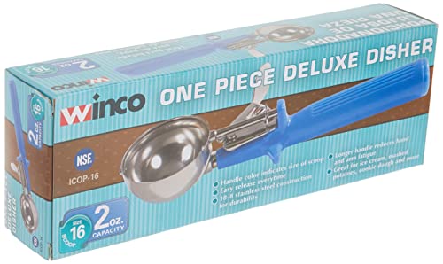 Winco Icop-16 Ice Cream Disher With Blue Handle, Size 16, Stainless Steel #TOP4