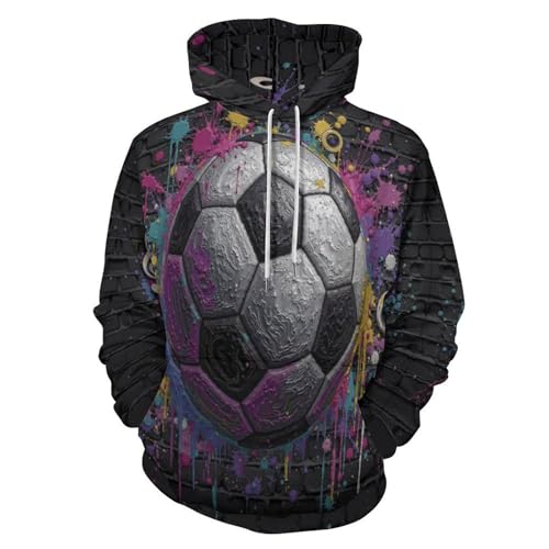 Sweat homme football sweat-shirt pull capuche manches longues imprimé 3D avec poche