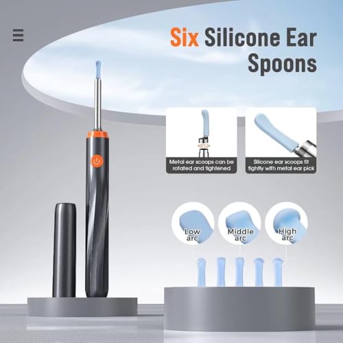 Image of Ear Wax Removal Tool Camera - Ear Cleaner with 1080P HD Camera, Otoscope with Light, Earwax Removal Kit for iPhone, iPad, Android Phones (Orange)