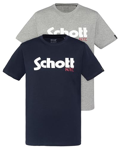 Schott NYC Men's Tspklogo T-Shirt, Blue, M EU