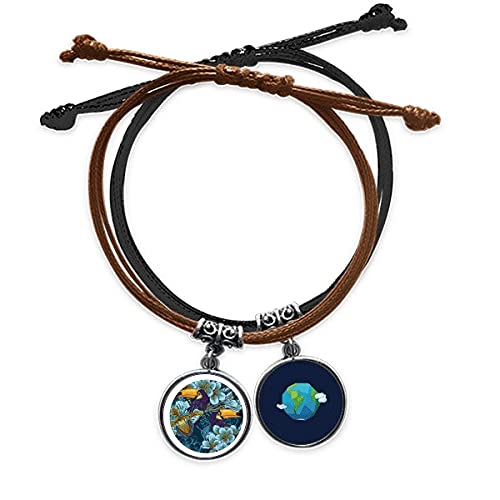 Pulsera de cuerda Orchid Ave cadena de cuero trenzado animal
