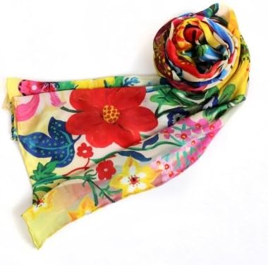 Fashion Silk Long Scarf Nathalie Lete Shawl Wrap Flower Dot Butterfly