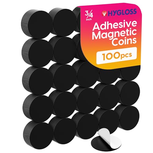 Hygloss 100 Pcs Magnetic Dots with Adhesive Backing – 3/4-Inch Round Sticky Magnet Dots – Small Magnets for Crafts – Thin Flat Circle Magnetic Stickers for Fridge, Classroom, Whiteboard, Pictures