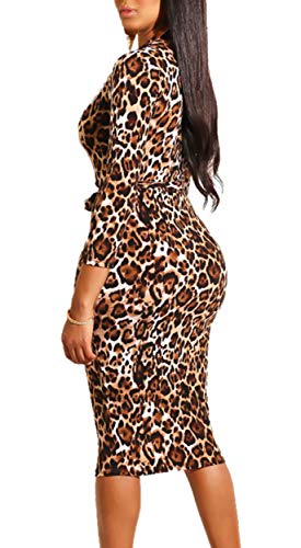 Women's Bodyocn Long Maxi Dresses Sexy Elegant Mock Neck Long Sleeve Leopard Stretchable Club Dress Slim Fit Zipper