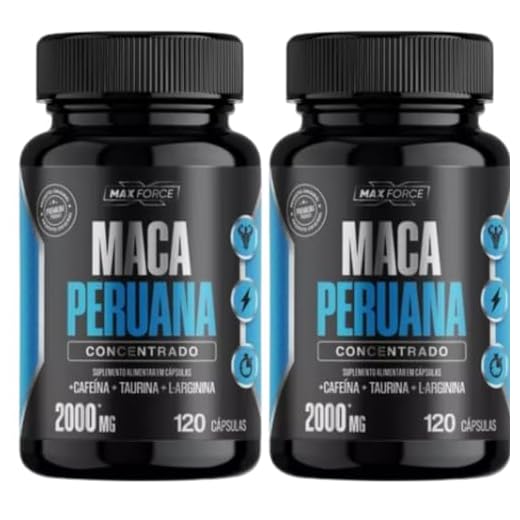 Maca Peruana 2000mg 120 Cápsulas Composta Com L - Argina, Taurina e Cafeína Para Musculação e Fitness MAXFORCE 2 Potes