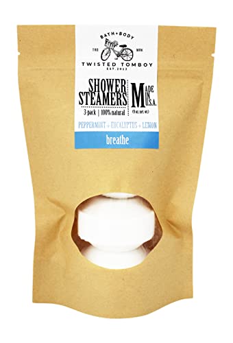 Breathe Easy Eucalyptus Essential Oil with Peppermint and Lemon Shower Steamers 100% Natural Made in USA