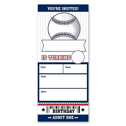 VAHATAN Baseball Birthday Invitations 20 Pack with Envelopes