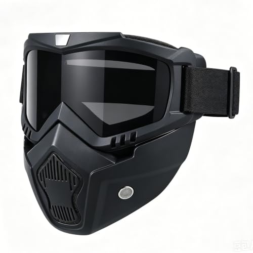 Motorcycle Riding Goggles, Vintage Bullet Style Motocross Glasses with Detachable Adjustable Face Mask, Anti Fog Tactical Full Face Mask for Tactical