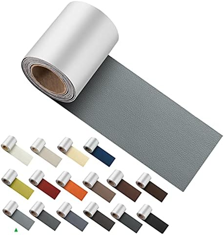 ILOFRI Leather Patch Tape, Vinyl Repair Kit 3 x 60 inches Leather Repair Patch for Furniture, Leather Couch Patch for Sofas, Furniture, Car Seats, Office Chairs, Interior - Light Gray