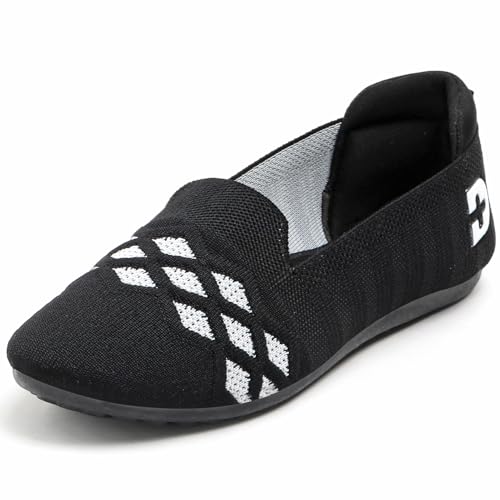 DOCTOR HEALTH SUPER SOFT Women Breathable Knit Running Shoe | Lightweight Slip-On Casual Shoes | Comfortable Walking Loafers Anti-Slip Everyday Wear Footwear Black