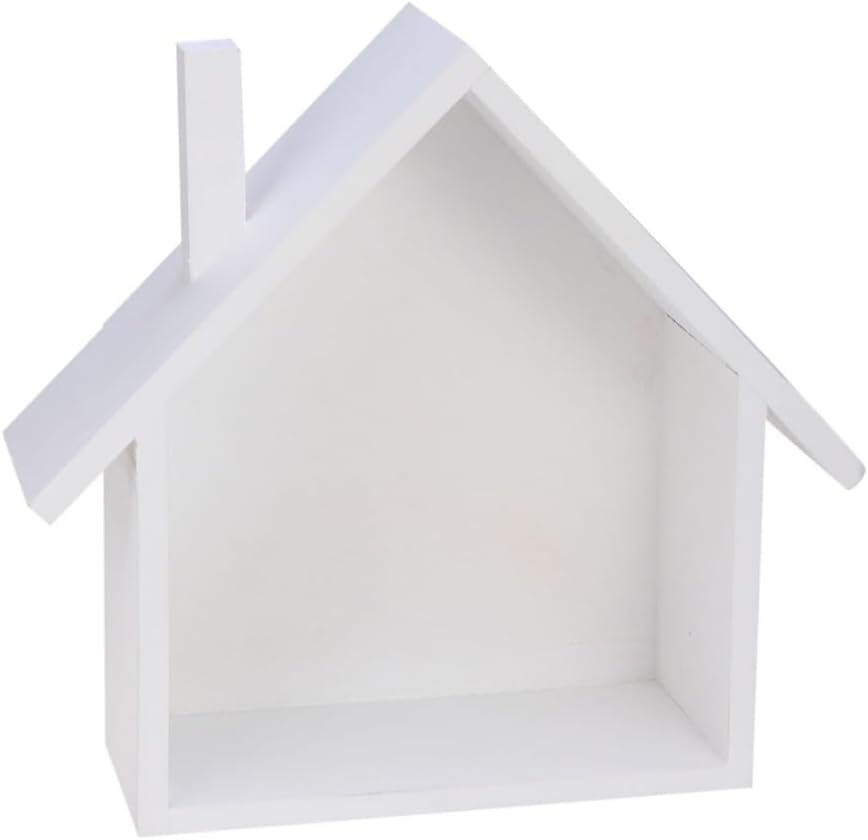 STOBAZA Hanging Rack White Shelf for House Decor Wooden Wall Storage Organizer Small House Shaped Shelf for Living Room