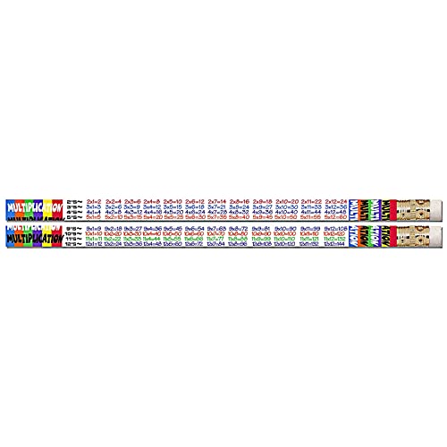 Musgrave Pencil Company Multiplication Tables Motivational Pencils, Pack of 12, Multi