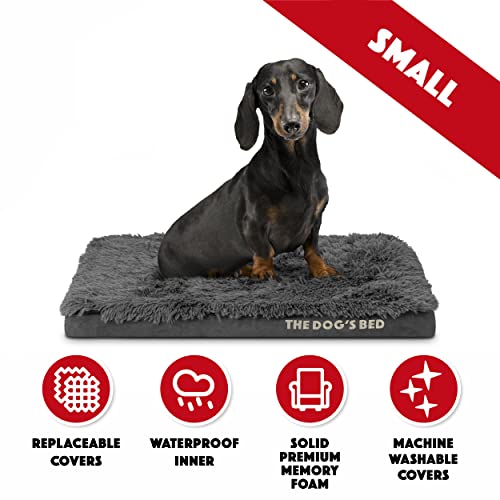 The Dog’s Bed Orthopedic Memory Foam Dog Bed, Small Grey Faux Fur 28X19, Pain Relief For Arthritis, Hip & Elbow Dysplasia, Post Surgery, Lameness, Supportive, Calming, Waterproof Cover #TOP5