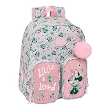 safta | Zaino scolastico Disney Minnie Mouse Minty Adattabile al carrello (Senza Carrello), Spallacci ergonomici e imbottiti, Tasche Frontali Grande Formato, Portaborraccia, Maniglia Superiore,