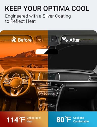 Image of Proadsy 2026 Upgrade Front Windshield Sun Shade Foldable Sunshade Protector Custom Fit Kia Optima 2016-2020 Accessories