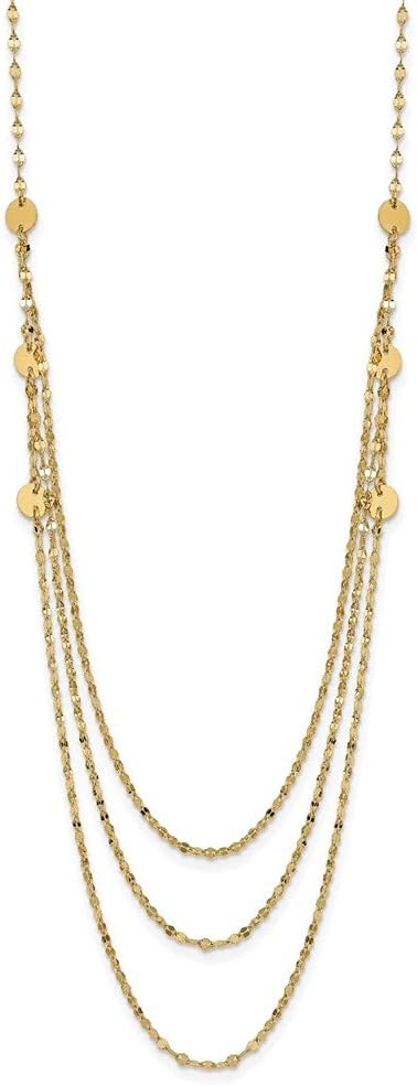 Diamond2Deal 14k Yellow Gold Triple Layer Polished Circles Fancy Necklace