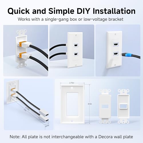 Wall plates de alta resistencia Cable Matters 800042x2 acabado premium 6