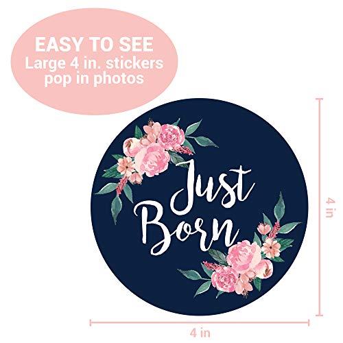 Baby Monthly Stickers - Set of 24 - Floral Baby Girl Milestone Stickers - Perfect for Newborn Girls - Month to Month Milestones -Pink Navy & Teal Floral Design (Set of 24) by Little Moments - Image 6
