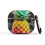 for Colorful Fruit Pineapple Wireless Earbuds 3 Case Compatible with 3rd Generation Hard Shell Shockproof 3 Cases Cute Protective Cover with Keychain Supports Wireless Charging