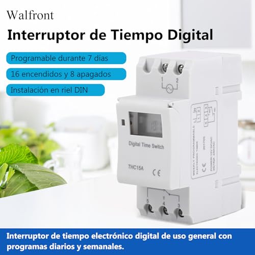 image for Walfront 15A Programmable Timer Relay 7 Day Heavy Duty Digital Timer S