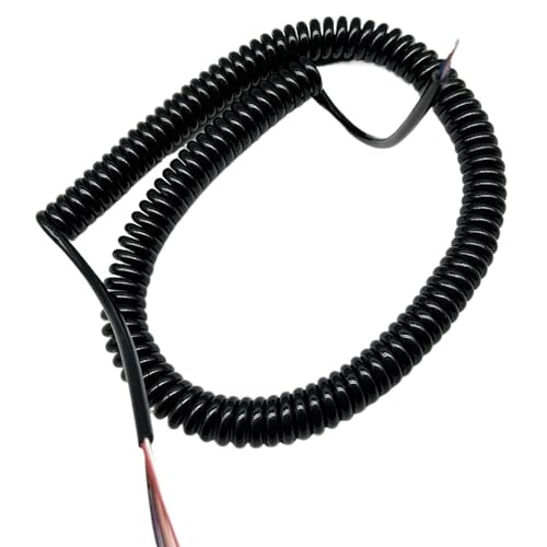 PULaif Red enrollada Flex Curly Spring Cord, Cable Espiral multiconductor Cuadrado de 5 núcleos y 0,2 mm, Cable de señal elástico con núcleo de Cobre de 6 a 9 núcleos(5 Core 0.2 Square)