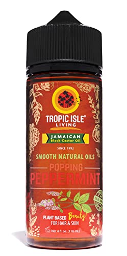 Tropic Isle Living Jamaican Black Castor Oil Light Blend 4Oz And Smooth Natural Oils Popping Peppermint 4Oz Bundle | Hair Growth Oils | Daily Hair Maintenance | Moisturizes Skin | After-Bath Oils #TOP4