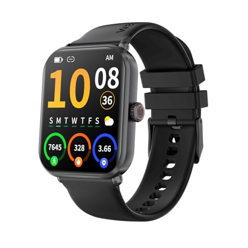 Weofly Weofly Active 2 Smart Watch for Men & Women, 1.85″ HD Display, Fitness & Heart Rate Tracker, IP68 Waterproof, 100+ Sports Modes, Compatible with Android & iOS – Black
