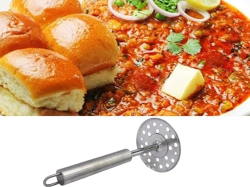 Image of Heavy Duty Stainless Steel Potato & Vegetable Masher - Durable Kitchen Tool for Pav Bhaji, Baby Food, Fruits & More