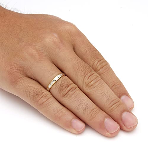 PalmBeach Yellow Gold-Plated Two Tone Textured Wedding Band Ring (3mm) Sizes 5-134