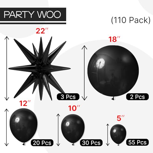 PartyWoo Black Star Spike Latex Balloon Arch Kit 110pcs Different Sizes by PartyWoo - Used condition - Image 4