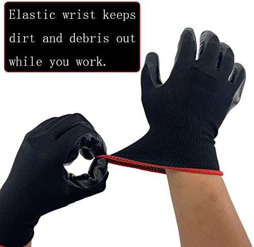 Safety Work Gloves, 3PCS PU Palm Gloves Gardening Gloves Dipping Gloves Outdoor Working Gloves Black Non-Slip Nitrile coating Workwear Gloves