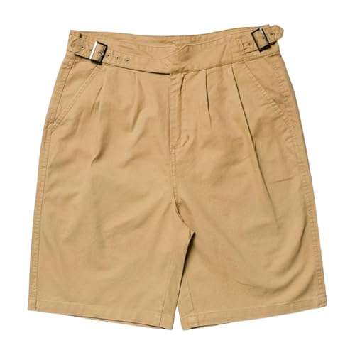 Men's Workwear Built-in Belt Shorts Simple Style Solid Color Apparel Fashion Casual Leisure Wear (Khaki,3X-Large)
