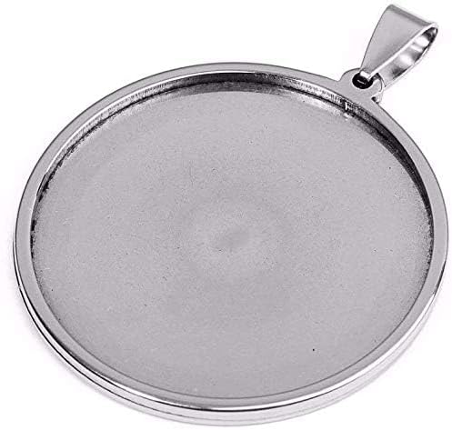 10pcs Stainless Steel 35mm 40mm Round Cabochons Pendant Blank Bezels Oval Cabochons Necklace Base Trays Settings for Jewelry Pendant DIY Making (40mm) - Image 2