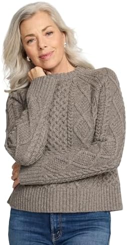 Pendleton Women's Women's Fisherman Sweater – 100% Wool, Soft Kni...