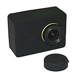 MMRM funda silicona suave piel para Xiaomi Yi divierte la cámara + cubierta de la lente color negro