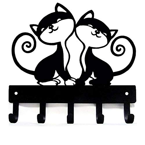 The Metal Peddler Twin Cats Key Rack & Hanger - Small 6 Inch Wide - Made In Usa #TOP18