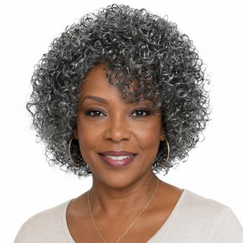 Short Curly Salt and Pepper Wig