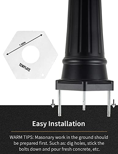 CMRCOZIRA Modern Outdoor Street Light 82.7" H Dusk to Dawn 3-Head Post Lights Outside with Outlet Waterproof Outdoor Lamp Post Lights Street Lantern 3 Light in Black for Exterior Yard by CMRCOZIRA - Image 14