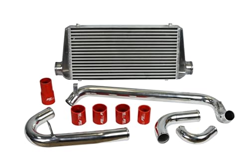 FMIC.EU Performance Kit de montaje del intercooler para Mitsubishi Lancer Evo 1/2/3 con mangueras de silicona en rojo, 600 x 300 x 76 mm hasta 900 CV, rendimiento de refrigeración mejorado, ajuste
