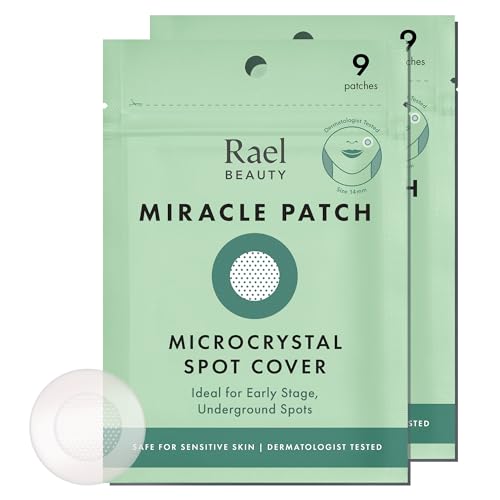 Rael Pimple Patches, Miracle Microcrystal Spot Cover - Hydrocolloid Acne Pimple Patch with Tea Tree Oil, Early Stage Zits and Blemish, Korean Skin Care (18 Count)