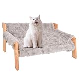 Sxnmmweu Großes Hölzernes Katzenbett - 71x47cm Großes Katzensofa