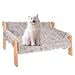 Großes Hölzernes Katzenbett - 71x47cm Großes Katzensofa, Katzenbett Flauschig, Katzenstuhl mit Abnehmbarer und Waschbarer Katzendecke, Maximale Belastbarkeit 18 kg, zum Schlafen für Alle Katze