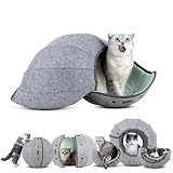AMJ K·1 Cute Shell Cat Bed House Indoor, Cat Toys Ball Interactive - Soft Cat Cave & Foldable Pet Tu