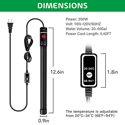 image for Simple Deluxe 2-Pack 200W 30-40 Gallons Fish Tank Heater Submersible A