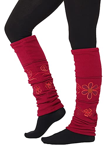 PUREWONDER Damen Stulpen Beinstulpen Fleece Beinwärmer lw30 Rot Cover