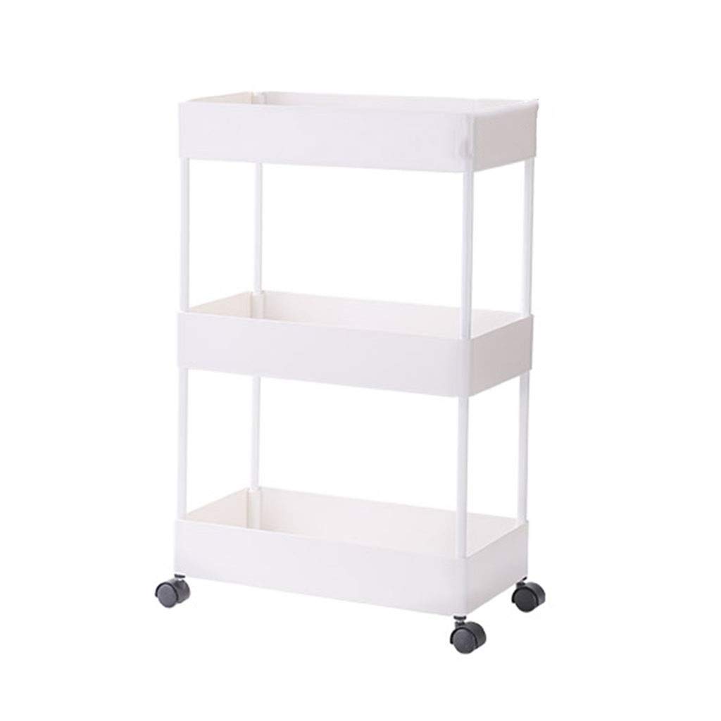 JBFZDS Kitchen Cart, Metal Multi-layer Life Removable Storage Shelf Kitchen Organizer, Floor-mounted Mobile Shelves In The Kitchen, Bathroom Storage Trolley (Size : 21.8X39.8X64CM)